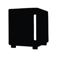 Solid black silhouette of a computer server with a white front line