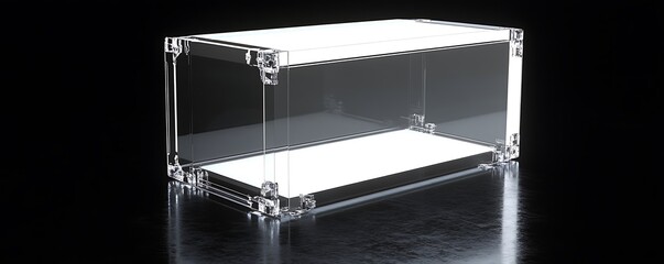 Minimal transparent case with white inner glow and smooth reflective shadows