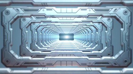 Wall Mural - Futuristic Sci-Fi Tunnel with Bright Light and Intricate Metal Patterns