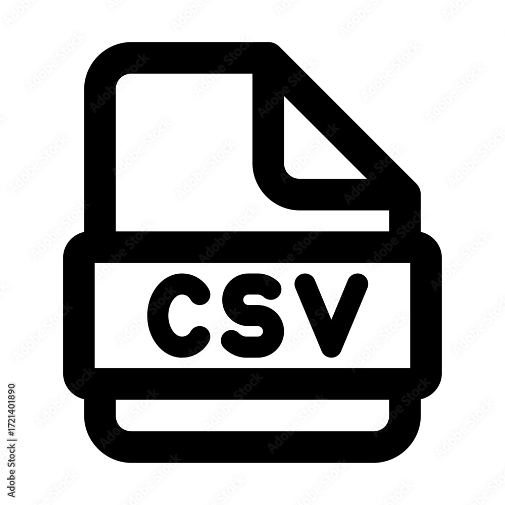 Illustration of a csv file icon with a folded corner and bold text ...