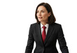 © Vectarica - Professional businesswoman in suit with red tie looking away stock photo png image for design projects and marketing materials isolated on transparent background