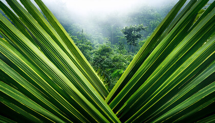 Lush Green Jungle Scene Misty Background