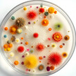 © Hector - Petri dish bacteria culture microbial colonies colorful fungi growth scientific experiment laboratory microbiology analysis close up view organic mold spores medical research biology education pathoge