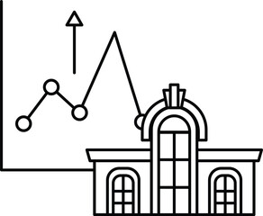 Canvas Print - A building with a graph showing a rising line