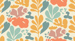 © Crushin - Abstract floral pattern with organic shapes in pastel colors, seamless repeating background, modern art style, matisse inspired, vector illustration