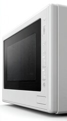 A white portable monitor displays lines of code on a dark screen against a white background.
