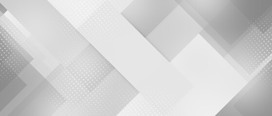 Wall Mural -  Gray and White Abstract Geometric background 