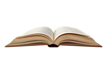 Brown open book shows paper texture. Use for education, publishing, and e-learning materials. Isolated PNG and transparent background.