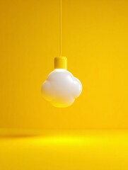 Wall Mural - background with a suspended cloudstone connected by vertical LAN cable glowing at the connection point yellow background cloudstone vertical LAN cable glow connection minimal tech style digital 
