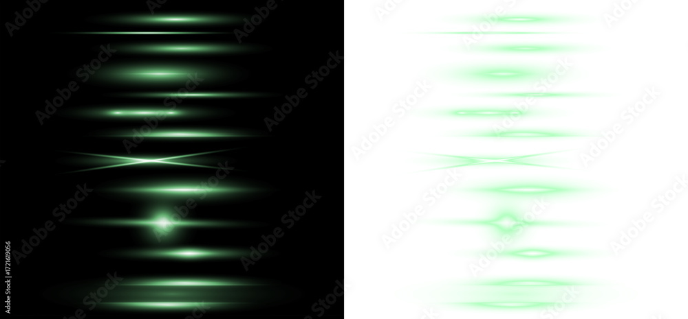 Green light effect png overlay with glowing elements on black and white ...