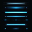 © Blue Rain - Set of futuristic blue horizontal bar elements, vector illustration on a black background