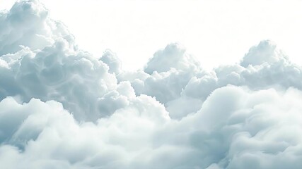 Wall Mural - A plane soaring through fluffy white clouds in the clear blue sky
