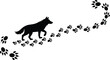 © Auyob Masih - Wolf silhouette with paw prints vector illustration animal track design art
