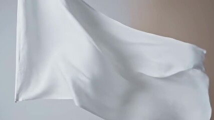 Wall Mural - a piece of plain white fabric billows and dances gracefully in a powerful wind against a minimalist,