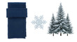 © Aul Stock - Blue Christmas stockings and white snowflake with frosted pine tree decoration for winter holiday celebrations