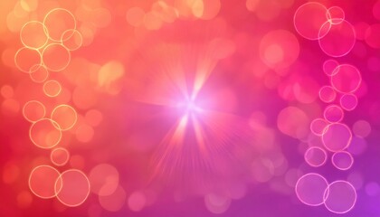 Wall Mural - radiant pink and orange bokeh glow with bright light burst and dreamy abstract background ideal for wallpaper or banner copy space