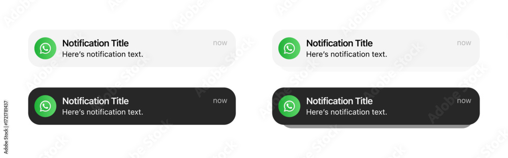 WhatsApp iOS 26 notification alert. Modern vector UI design for mobile ...