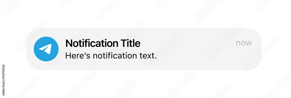 Telegram iOS 26 notification alert. Modern vector UI design for mobile ...