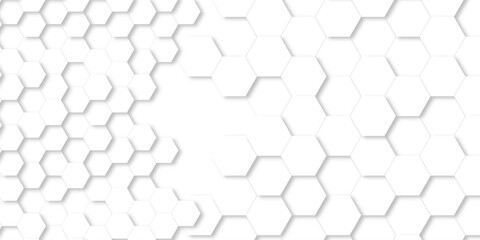 Wall Mural - abstract pattern hexagonal white technology line paper background. hexagonal grid tile mosaic struct