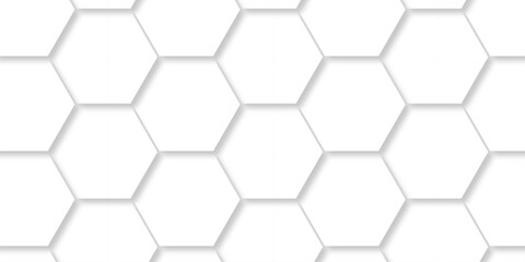 Wall Mural - abstract pattern hexagonal white technology line paper background. hexagonal grid tile mosaic struct