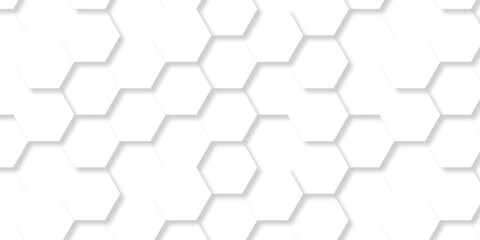 Wall Mural - abstract pattern hexagonal white technology line paper background. hexagonal grid tile mosaic struct