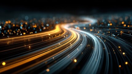 Wall Mural - Beautiful Long Exposure Light Trails in a Dark Background