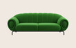 © Md. Akter Hossein - A stylish modern green sofa with a unique rounded arm design and channel-tufted back, isolated against a neutral background.