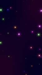 Wall Mural - christmas colordul stars twinkle on dark background animation,winter new year holiday shiny glowing star vertical social media motion background