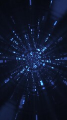 Wall Mural - futuristic blue abstract background with flowing light waves and particles with shiny rippled glass 