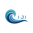 © MDSENTU - IJH Creative Ocean Wave Symbol with Text, IJH Later Logo, Blue Wave Icon with Company Name,