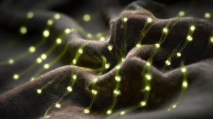 glowing threads dark fabric texture