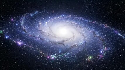 Wall Mural - Spiral galaxy shining brightly, showing countless stars and nebulas slowly swirling in the vast dark cosmos, representing the grand scale of astronomy and space exploration