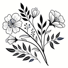 black and white silhouettes of flowers set