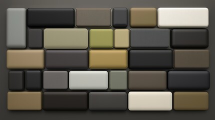Minimalist composition of rectangular objects in neutral tones, abstract technology representation.