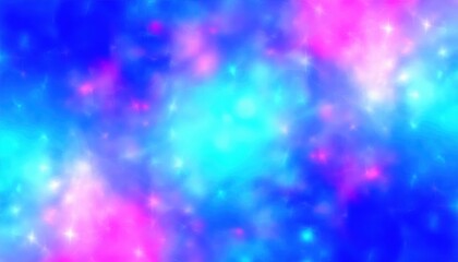 Wall Mural - dreamy blue and pink galaxy glow with sparkling stars and soft bokeh lights for cosmic wallpaper or banner background