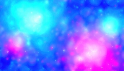 Wall Mural - dreamy blue and pink galaxy glow with sparkling stars and soft bokeh lights for cosmic wallpaper or banner background
