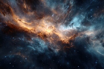 Wall Mural - Intriguing cosmic nebulae illuminate the vast expanse of galaxies with brilliant colors and intricate formations in this stunning astronomical view