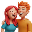 © Natali08 - Cartoon couple smiling and embracing each other in playful style