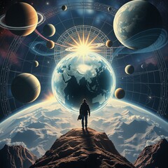 Wall Mural - Astronaut Overlooks Vast Cosmic Scene