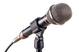 High quality boom microphone isolated on solid black background for audio production isolated on transparent background