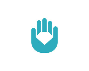 Wall Mural - Abstract gem, diamond in the palm logo design. Universal minimalistic jewelry store, jewel, treasure  sign symbol logotype