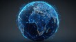 © Chantip - 3D-rendered globe with bright blue network links connecting major cities, symbolizing worldwide internet connectivity, digital communication, and global business, isolated on dark gradient background.