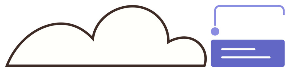 Abstract cloud with a rectangular storage folder indicating digital storage. Ideal for data backup, cloud computing, digital transformation, tech innovation, file organization, internet connection