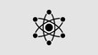 © SA7 - A minimalist black icon of an atom with a central nucleus and orbiting electrons, symbolizing science and physics on a light gray background.