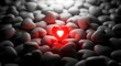 © Rs Rohit - Illustration of a single glowing red heart shape stands out amongst a pile of grey heart shapes, symbolizing love and uniqueness