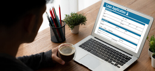 Wall Mural - Online loan application form for modish digital information collection on the internet network
