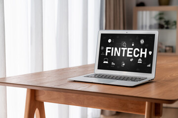 Wall Mural - Fintech financial technology software for modish business to analyze marketing strategy