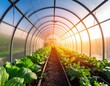 © Faqih - a greenhouse with various types of vegetables planted. with the soft light of the morning sun