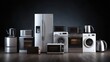 © Dara - A collection of household appliances on a dark wooden floor.