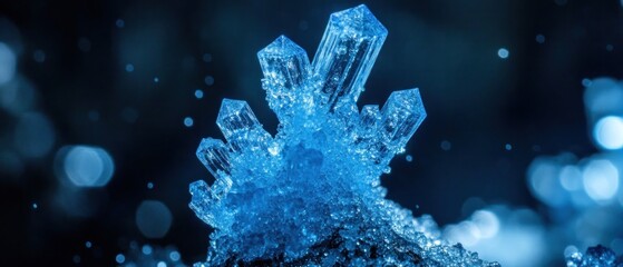 Stunning blue crystal formation macro photography
